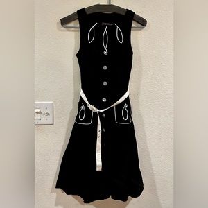 Voodoo Vixen Black Midi Dress w/ White Accents